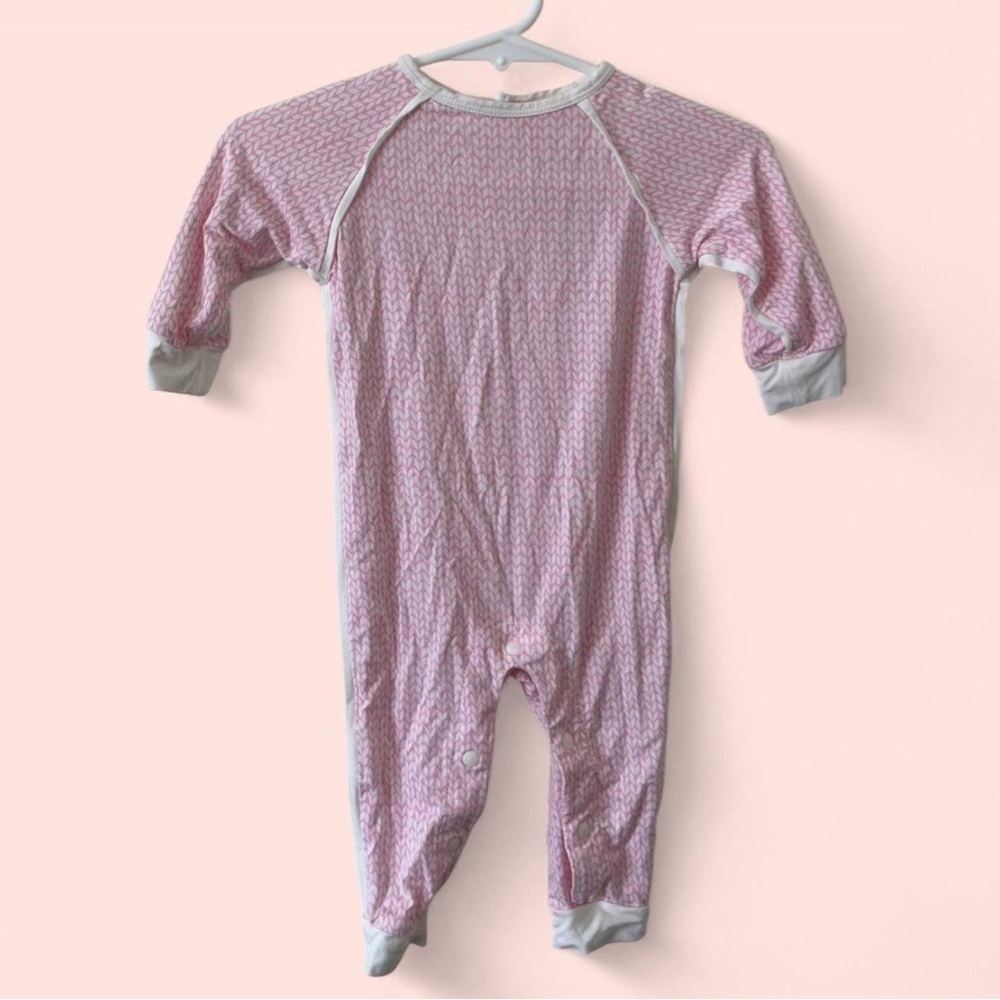 0-3M Girl Sweet Bamboo Pink White Geometric Cottagecore One Piece Bamboo Sleeper